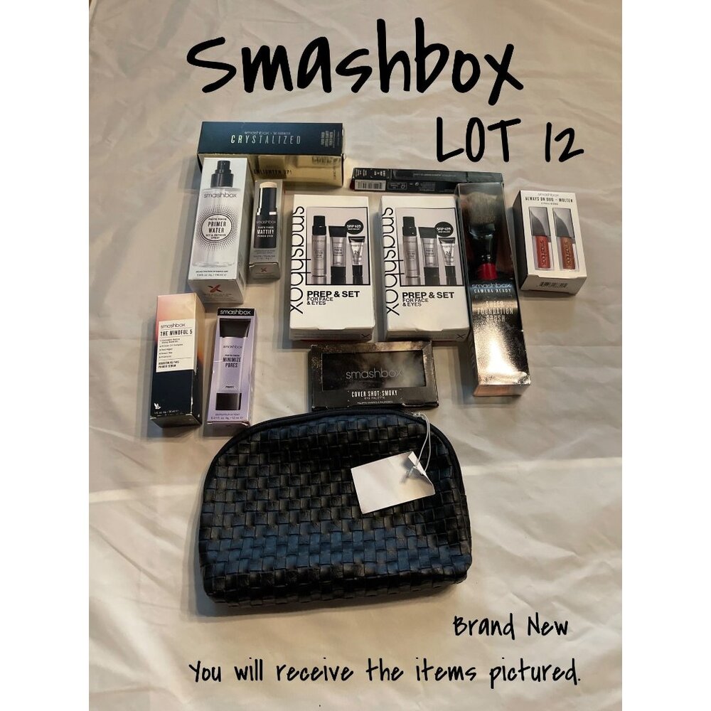 Smashbox Lipstick & Eye Shadow Makeup Bag Lot of 12 - New & In Box
